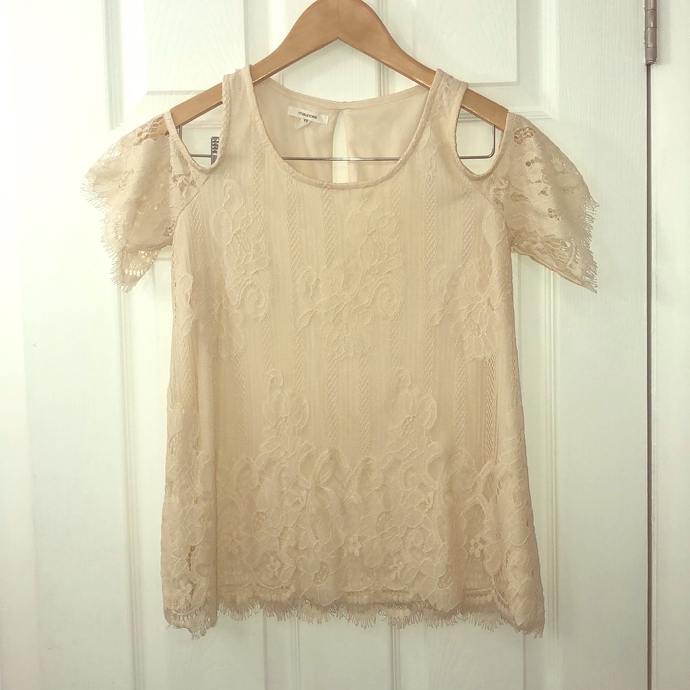 Lace Open Shoulder Shirt